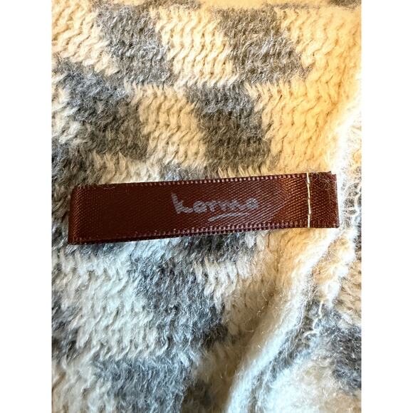 Gray & White Fringed Knit Boho Sweater Poncho, One Size, by Karma - Picture 2 of 5